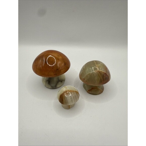Set Of 3 Stone Mushrooms - Picture 1 of 6